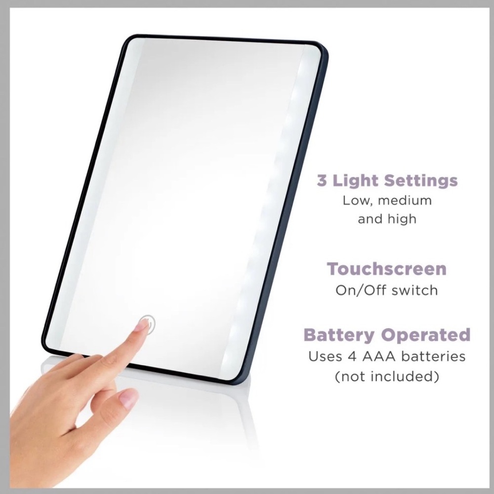 Conair LED Lighted 1x Magnification Vanity Makeup Mirror, Glossy Navy Finish